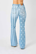 Judy Blue High Waist Bleach Stars And Stripes Flare Jeans