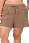 Cotton Drawstring Waist Shorts With Pockets