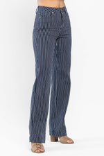 Judy Blue High Waist Tummy Control Pin Striped Straight Jeans