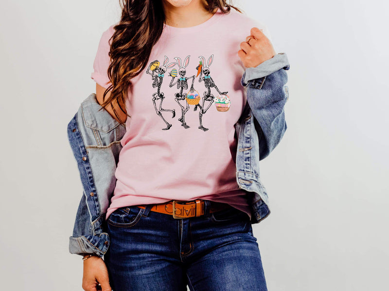 Dancing Easter Bunny Skeletons Graphic T-Shirt