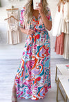 Multi Color Abstract Full Length Dress