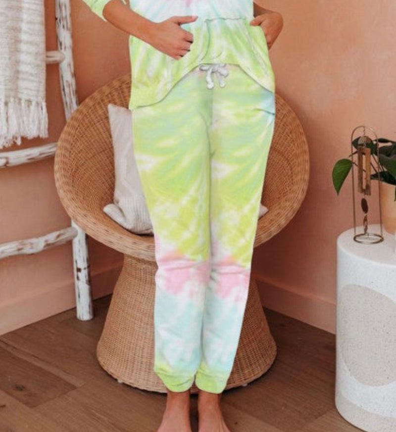Pink and Green Tie Dye Joggers