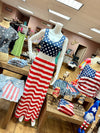 American Flag Print Full Length Maxi Dress