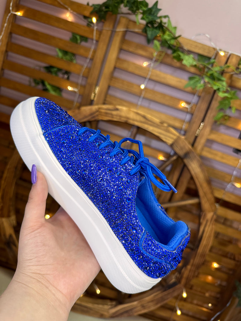 Electric Blue Bedazzle Sneakers