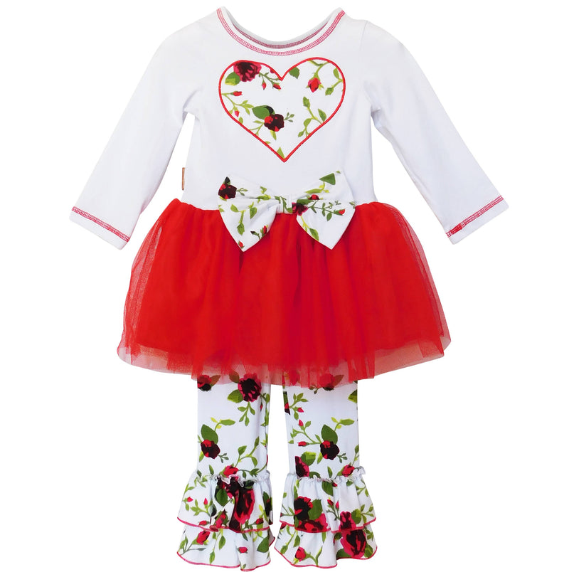 Red Floral Bouquet Heart and Tulle Day Set