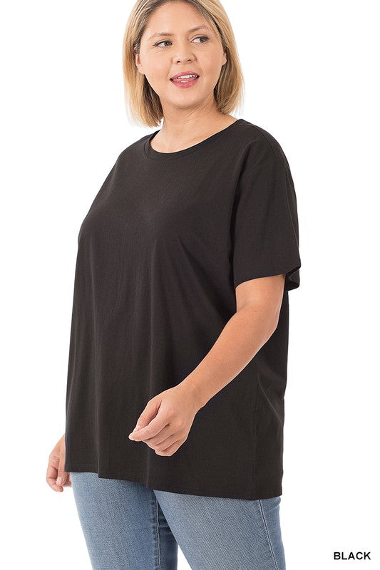 Zenana Plus Size Cotton Short Sleeve Boyfriend T-Shirt