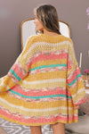 Mustard Multi Color Stripe Long Sweater Cardigan