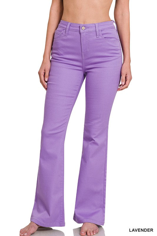 High Rise Bootcut Lavender Color Denim Pants