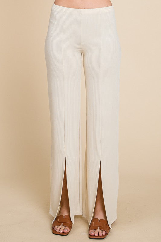 Szep split hem flare pants in cream Size XS Brand - Depop