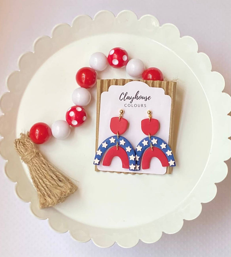 Red White And Blue Star Arches Earrings