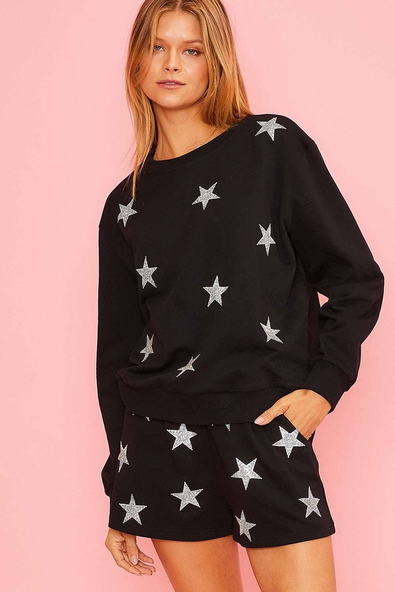 Star Patch Black French Terry Sweatshirt