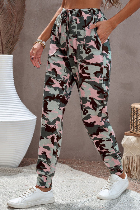 Pink Camouflage Casual Joggers