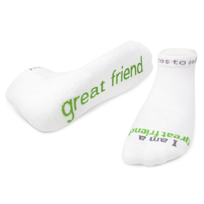 Notes to Self "I Am A Great Friend" White Positive Affirmation Socks