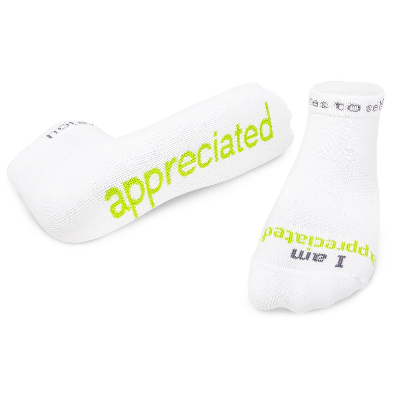 Notes to Self "I Am Appreciated" White Positive Affirmation Socks