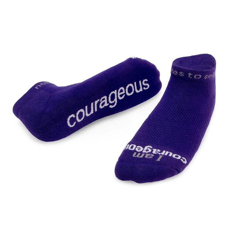 Notes to Self "I Am Courageous" Purple Positive Affirmation Socks