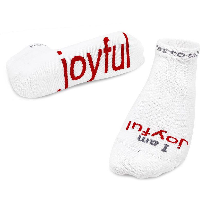 Notes to Self "I am Joyful" White Positive Affirmation Socks