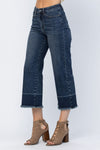 Plus Size High Waist Wide Leg Cropped Jeans With Release Hem