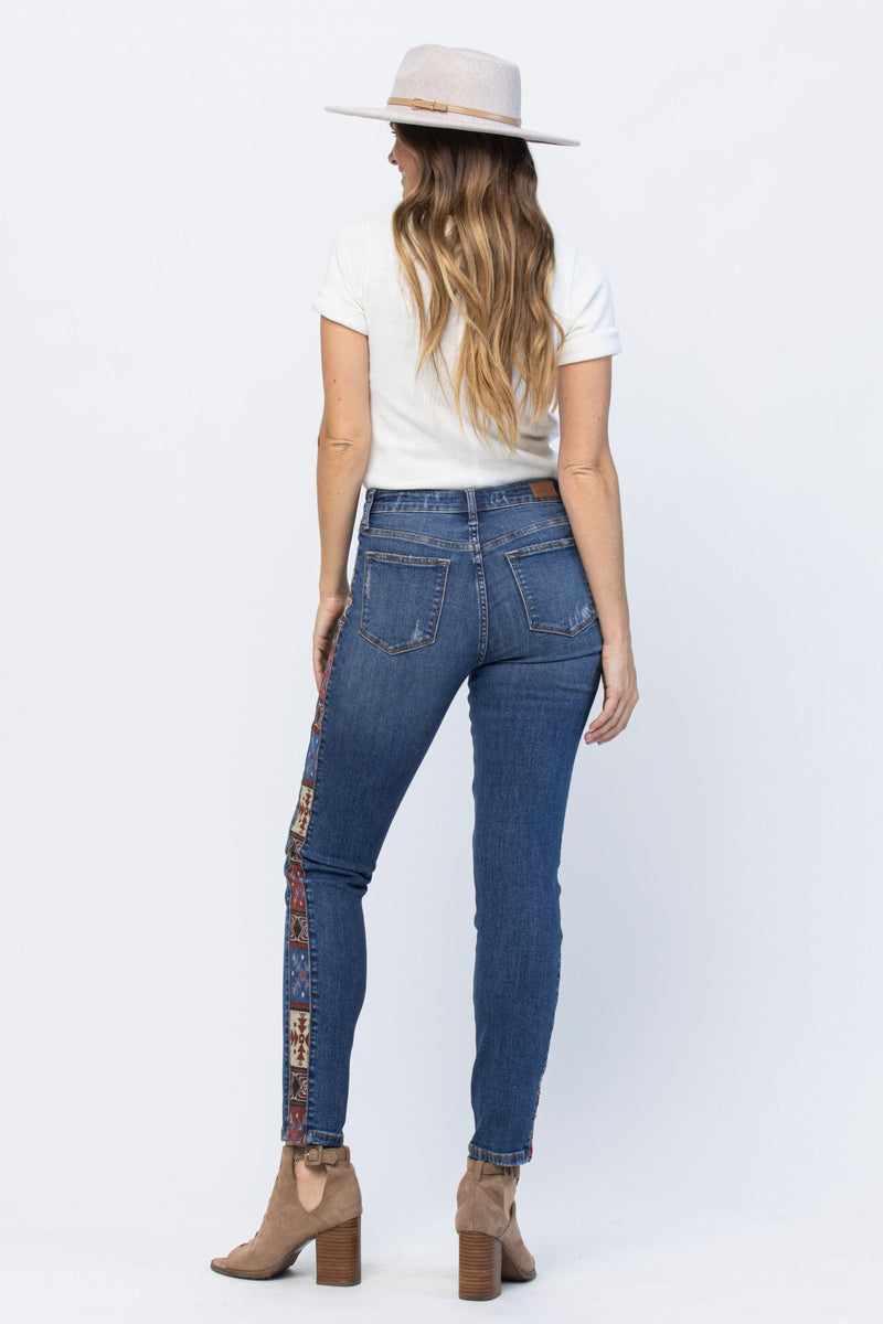 Midrise Relaxed Jean with Western Print
