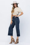 High Waist Wide Leg Cropped Jeans With Release Hem
