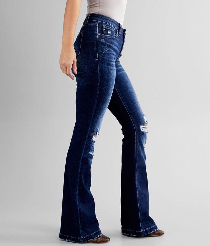 Lindsey Mid Rise Distressed Flare Petite
