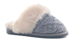 Grey Purl Fuzzy Slippers