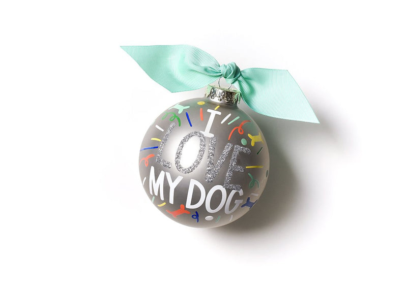 Coton Colors I Love My Dog Popper 100mm Glass Ornament
